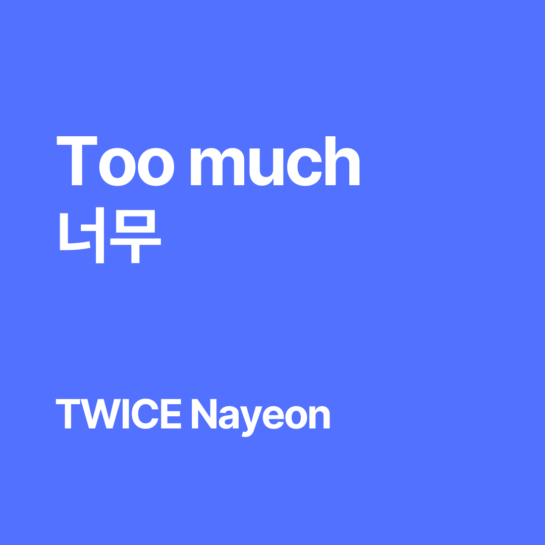 너무 meaning / How TWICE Nayeon says “You just like me too much” in Korean.